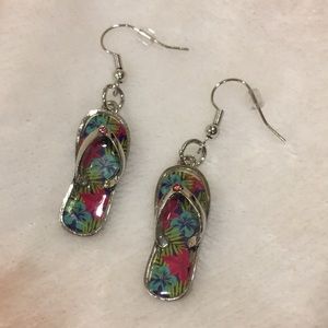 Hawaiian Flip Flops Pierced Earrings Handmade New